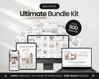 Ultimate Real Estate Marketing Templates Bundle Aesthetic, Real Estate Social Media Templates, Real Estate Canva Bundle, Realtor Bundle