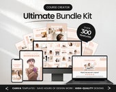 Ultimate Course Creator Social Media Templates Bundle Beige, Content Creator Templates Bundle, Coach Social Media Bundle, Canva Templates
