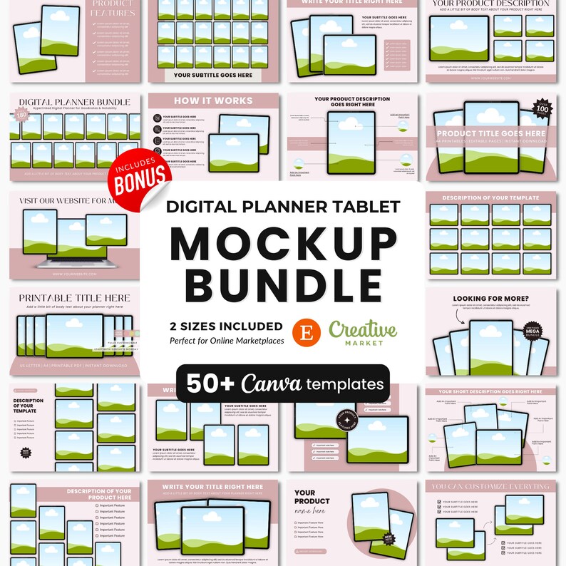 Digital Planner Tablet Mockup Templates, Etsy Listing Template for ...