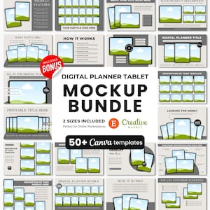 Digital Planner Tablet Mockup Templates, Etsy Listing Template for Digital Products, Printables Mockup Listing Templates, Ipad Mockups Canva