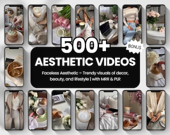500 Aesthetic Faceless Videos for Instagram Reels & TikTok with PLR and MRR, Aesthetic Videos Vault, Faceless Video Content for Social Media
