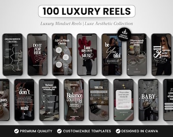 100 Luxury Mindset Instagram Reels Templates, Elegant Canva Rich Women Videos, Premium Aesthetic Social Media Reels for High-End Businesses