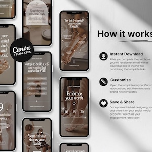 100 Self-Care Instagram Reels Templates, Editable Canva Self-Love Reels, Neutral Aesthetic Social Media Reel Videos for Personal Development image 7