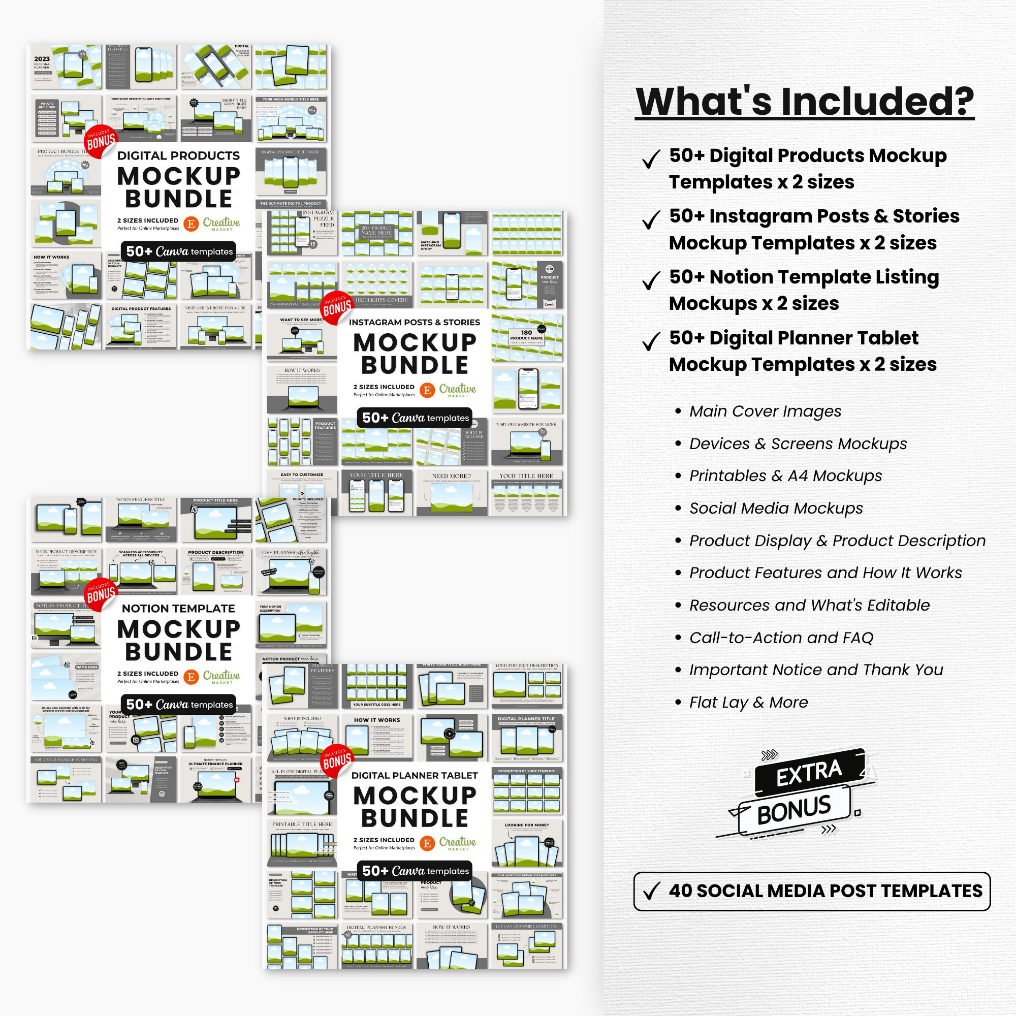 Digital Products Mockup Templates Mega Bundle, Etsy Listing Template ...