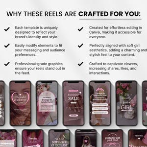 100 Girly Pink Instagram Reels Templates, Coquette Canva Reels, Soft Aesthetic Social Media Reel Videos for Feminine Luxury Brand Creators image 8