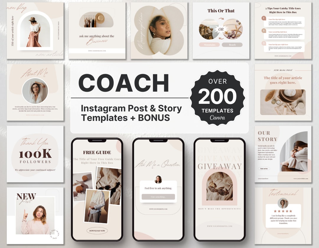 Coach Instagram Templates Bundle Kit, Coaching Instagram Posts Stories ...