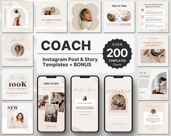 Coach Instagram Vorlagen Bundle Kit, Coaching Instagram Posts Geschichten, Instagram Business Coach Branding Kit, Instagram Ästhetik Vorlagen