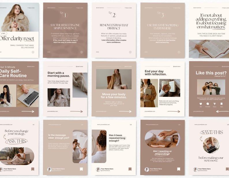 Coach Carousel Instagram Posts, Beige Canva Carousel Templates for ...
