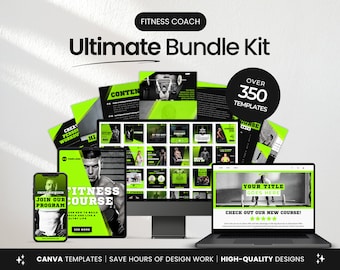 Ultieme fitnesscoach socialmedia-sjablonenbundelset, socialmedia-brandingsjablonen voor fitness, fitnesscanva-sjablonen, personal trainer