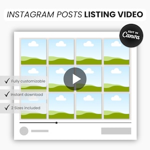 Sjabloon voor Instagram-advertenties voor videoadvertenties Canva, sjabloon voor vierkante berichten voor video-advertenties, sjabloon voor berichten voor mockup-video, sjabloon voor vierkante Canva-video's