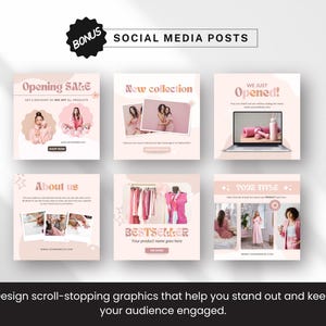 Etsy Shop Bundle Canva-mallar, Etsy Branding Kit för modemärken, Redigerbara Etsy-banner- och listmallar, Peach Pink Shop Kit bild 7