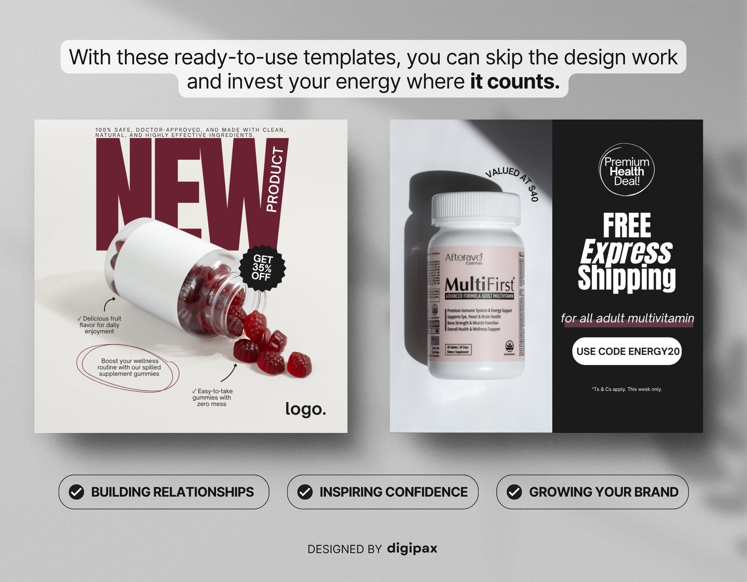 Supplement Ad Supplement Ad Templates Canva, Wellness & Nutrition Static Ads for ...
