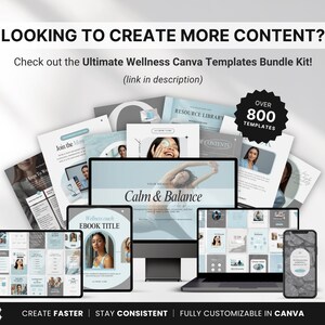 Wellness Instagram Templates Bundle Kit, Blue Wellness Coach Canva ...