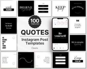 Cytaty Instagram Post Templates Czarno-białe, Instagram Quotes Templates, Instagram Canva Templates, Social Media Post Quotes Templates