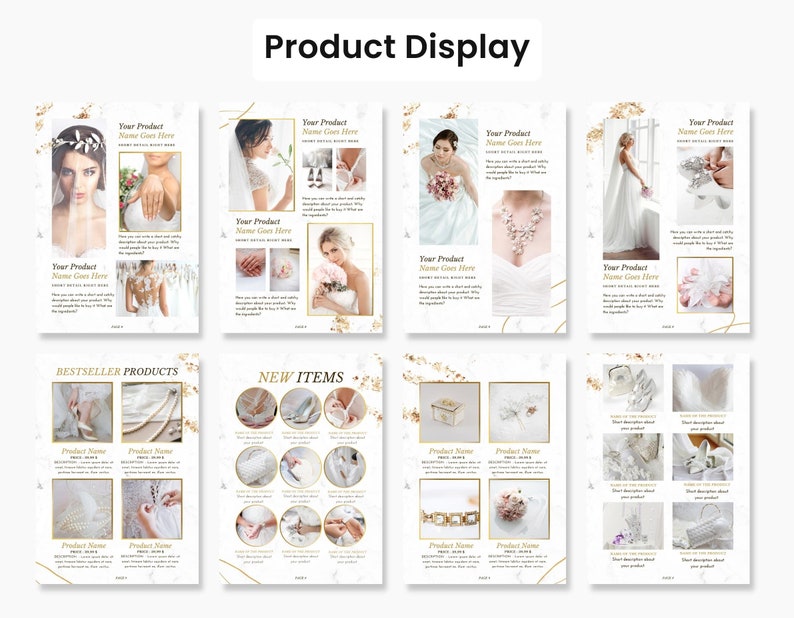 White & Gold Product Catalog Template Canva