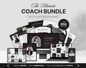 Coach Canva Template Bundle, Coaching Templates for Social Media and Branding, Business & Life Coach Templates, Black and White Aesthetic