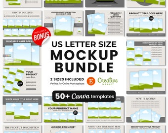 US Letter Size Mockups Bundle, US Letter Printables Mockup-Vorlagen, Etsy-Vorlage US Letter Canva Mockup-Vorlagen