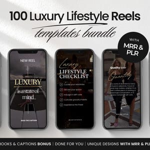 Instagram Luxury Lifestyle Reels Templates Bundle with PLR & MRR, Rich Woman Instagram Reels with Master Resell Rights, Luxury Woman Reels
