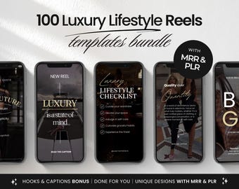 Instagram Luxury Lifestyle Reels Templates Bundle with PLR & MRR, Rich Woman Instagram Reels with Master Resell Rights, Luxury Woman Reels