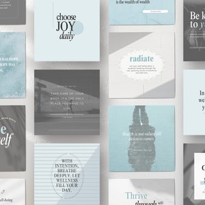 Wellness Quote Instagram Templates, Canva Editable Posts for Wellness & Holistic Coaches, Blue Aesthetic, Inspirational Quotes image 6