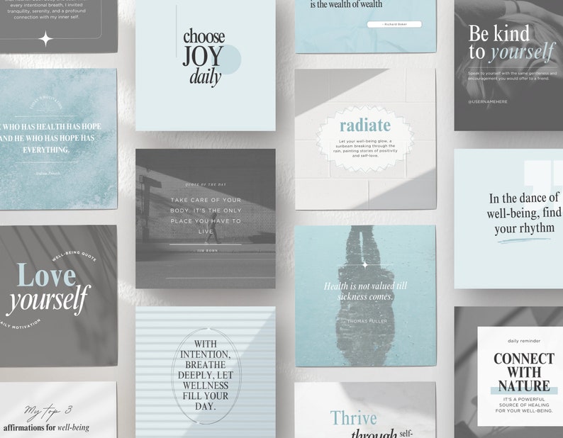 Wellness Quote Instagram Templates, Canva Editable Posts for Wellness & Holistic Coaches, Blue Aesthetic, Inspirational Quotes image 6