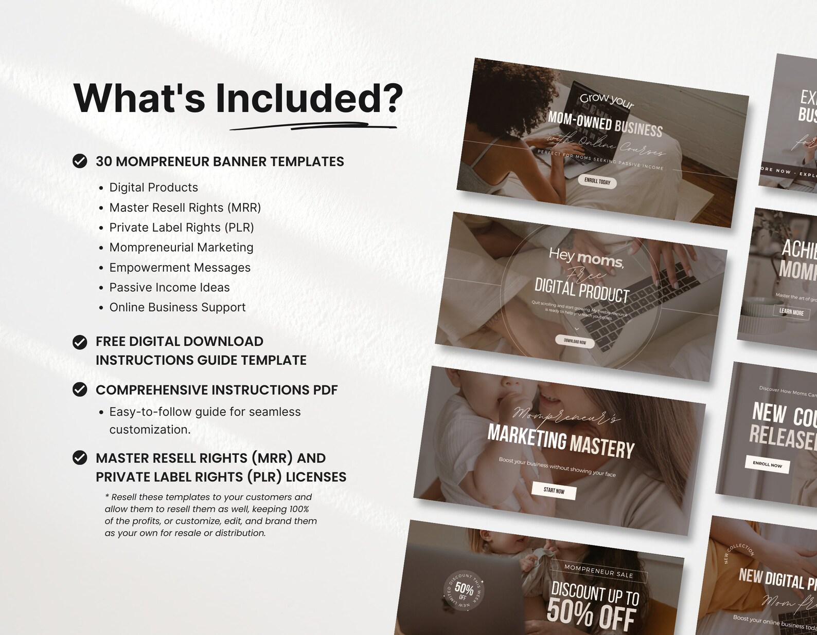 Faceless Mompreneur Website Banner Templates With PLR & MRR, Aesthetic ...