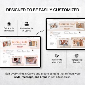 Etsy Shop Bundle Canva-mallar, Etsy Branding Kit för modemärken, Redigerbara Etsy-banner- och listmallar, Peach Pink Shop Kit bild 8