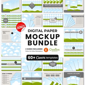 Digital Paper Mockup Templates Bundle, Etsy Listing Template for Digital Paper, Digital Paper Canva Mockups, Paper Mockup Canva Templates
