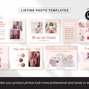 Etsy Shop Bundle Canva-mallar, Etsy Branding Kit för modemärken, Redigerbara Etsy-banner- och listmallar, Peach Pink Shop Kit bild 3