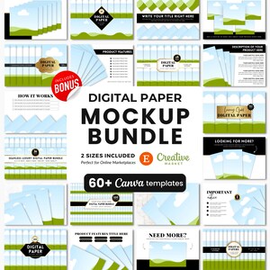 Digital Paper Mockup Templates Bundle Luxury, Etsy Listing Template for Digital Paper, Digital Paper Canva Mockups, Paper Mockups Canva