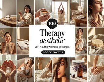 Peut inclure: Un collage d'images à l'esthétique douce et neutre. Les images comprennent une pile de pierres, une femme en tenue crème, une tasse de café, une femme les bras levés, une chaise, un livre, une femme les yeux fermés, un carnet, un cristal et une bouteille.