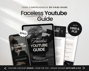 Faceless Youtube Automation with AI Guide with PLR & MRR + Bonus Checklist, Done for you Digital Products, Youtube Faceless Guide Template