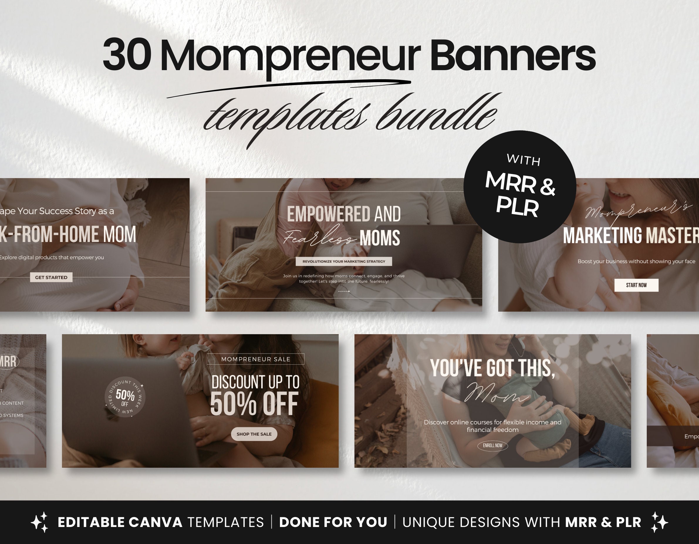 Faceless Mompreneur Website Banner Templates With PLR & MRR, Aesthetic ...