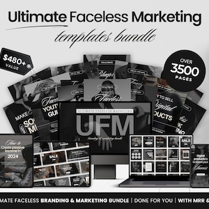 Ultimate Faceless Marketing Templates Bundle with PLR & MRR, Faceless Social Media Templates, Faceless Digital Marketing Guides, Boss Babe