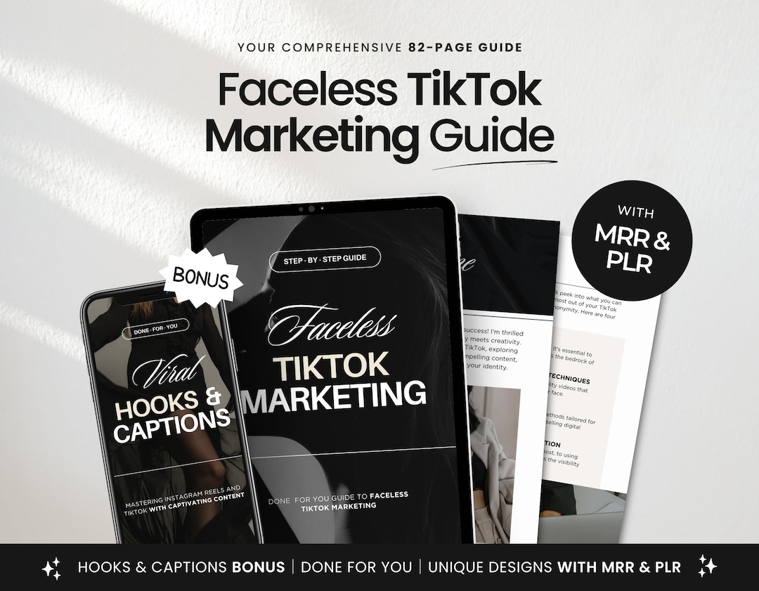 Faceless Tiktok Marketing Guide With PLR MRR + Bonus 30 Days Viral ...