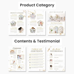 White & Gold Product Catalog Template Canva