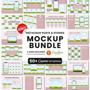 Instagram Mockup Listing Templates, Etsy Listing Template for Instagram, Digital Product Listing Mockups, Canva Digital Mockup Templates