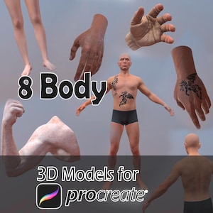 Body 3d, Procreate Models, 3D models hand, USDZ format, body human, head, digital goods, digital download