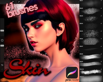 Zestaw pędzli Procreate Skin & Leather: 61 realistycznych pędzli teksturowanych (wersja cyfrowa do pobrania)