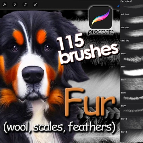 Fur Brushes Animal Hair Brushset Procreate Fur Stamps Etsy