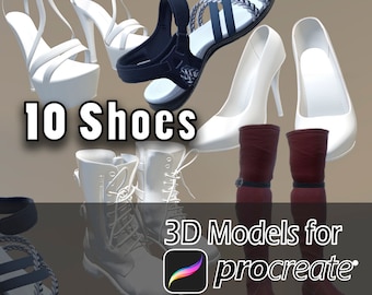 Procreate 3D Shoe Models: Sneaker & Boot Design (USDZ Digital Download)