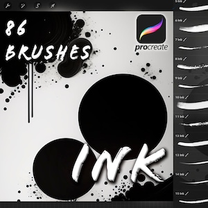 Ink brushes, Drawing brushset Procreate, Pencil Stamps, Digital Textured  inky, Painted Overlay, print ink, Brush set, Overlay, Clipart