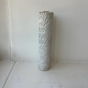 Handmade Danish Stoneware Vase: White Ceramic Pottery with Carvings