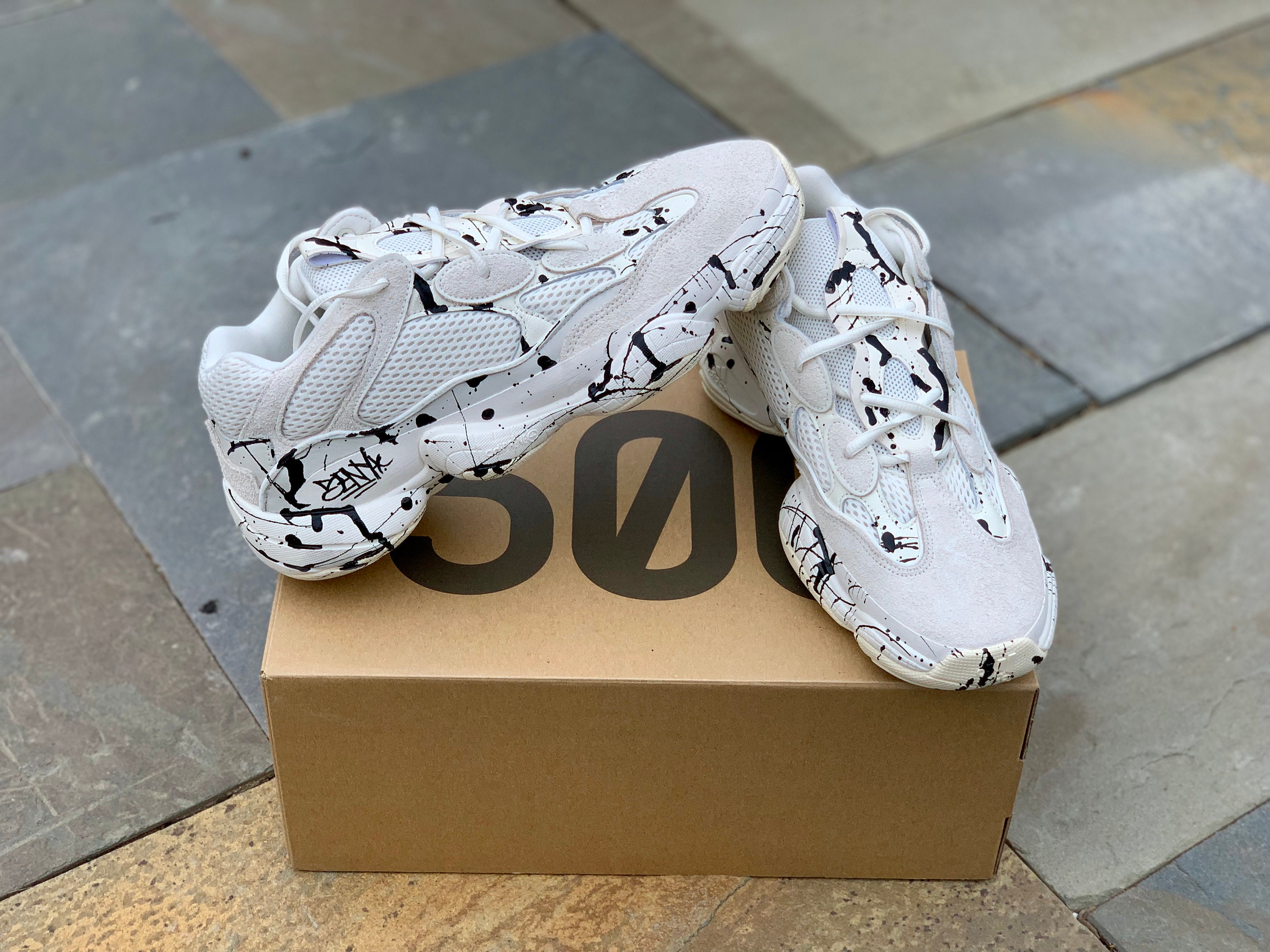 Yeezy 500 Bone White Marble custom | Etsy