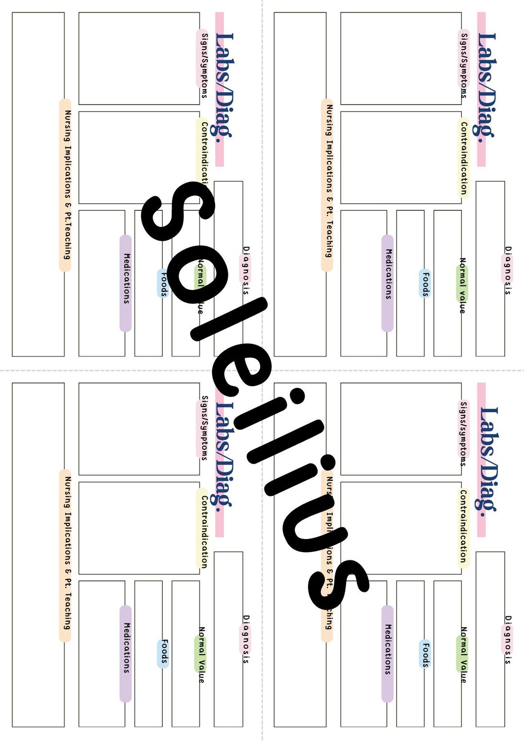 Pharmocology-med Surgical-lab Cards - Etsy