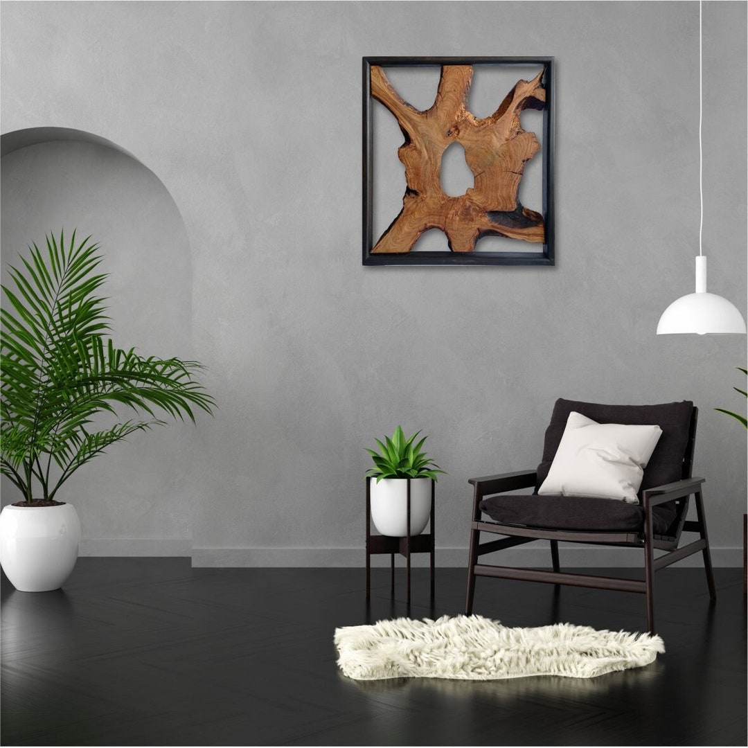 Live Edge Oak Slab Wall Art Wooden Framed Panel. Wood Burl Etsy