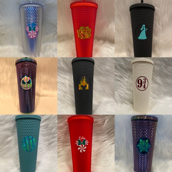 Studded Starbucks Tumblers, Starbucks Tumbler, 24 Oz. Studded Tumbler,  Studded Cup, Disney Cup, Starbucks Cup, Glow in the Dark, Disney Cups 