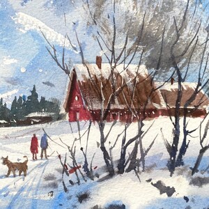 Casa de la Granja Pintura Acuarela Alpes Originales Pintura | Etsy