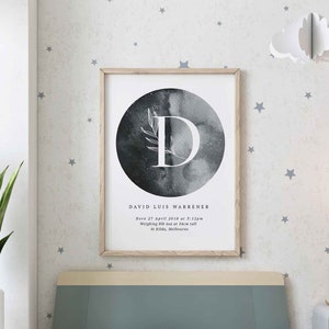 Mond Bild, Geburtsbild für Babys, Geschenk für Mädchen, Babyzimmer Bild, Blumenbild für Mädchen, Mädchen Zimmerbild