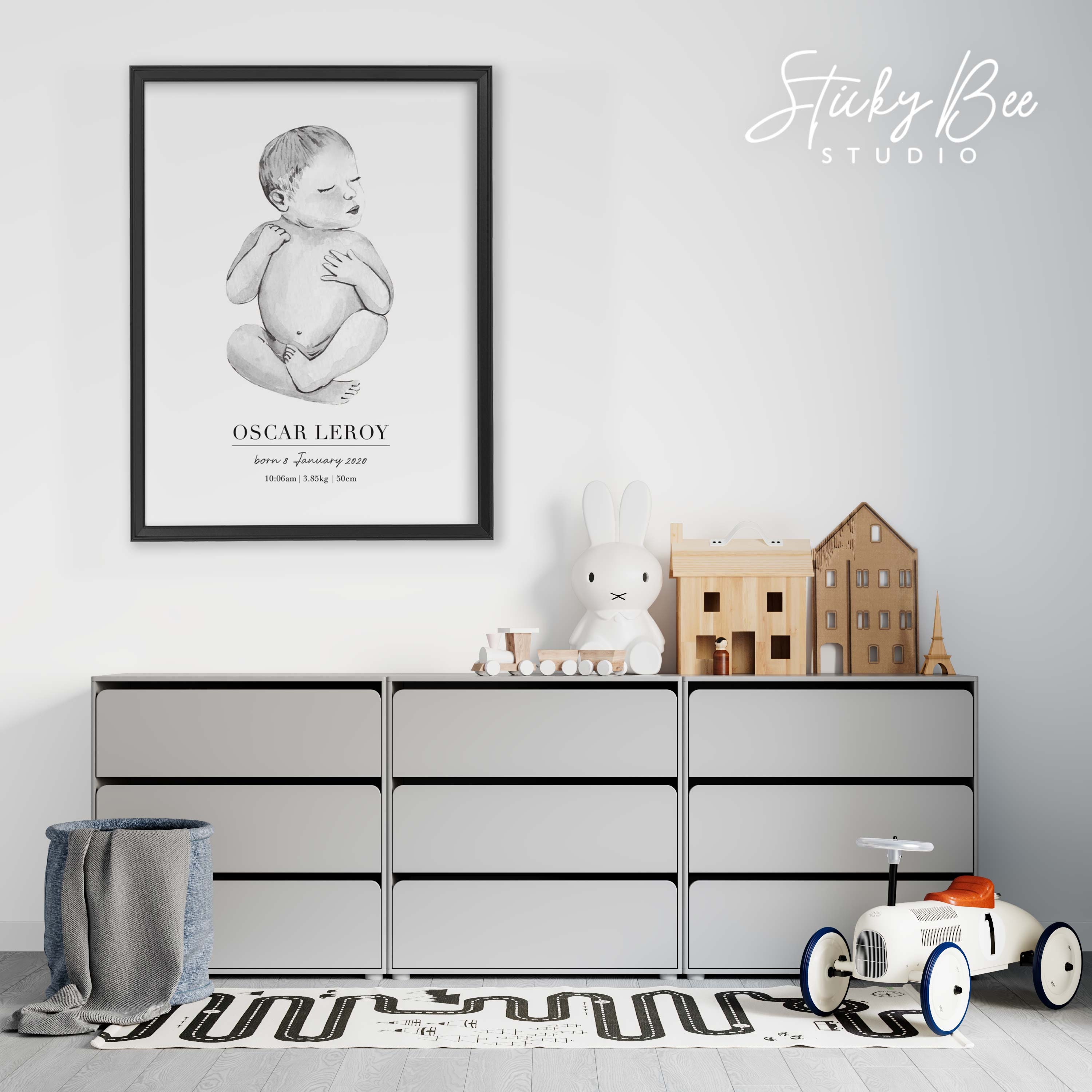 Birth Poster to Scale 1:1, Personalised Baby Poster, Newborn Birth ...